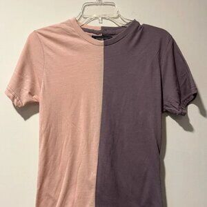 Purple Pink Men's Small T-Shirt Short Sleeve Half Two-Tone Dikotomy-Co, NEW